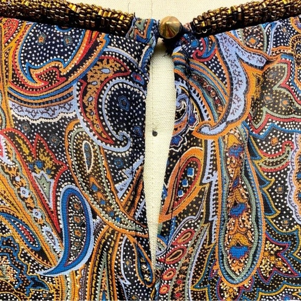 ASTR Multicolor Paisley Sleeveless A-Line Tank Beaded Neckline Size Medium - Picture 4 of 7